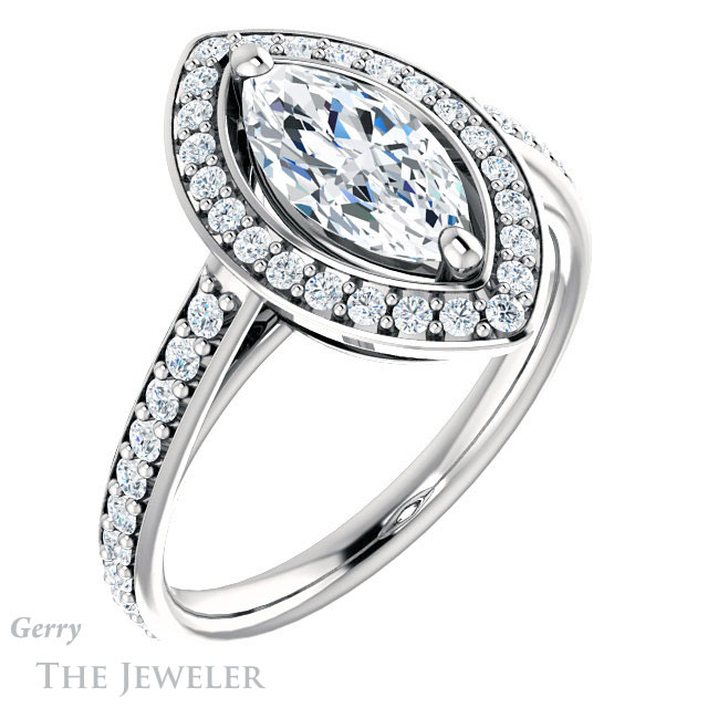 Marquise Cut Forever Brilliant Moissanite Engagement Ring #GTJ1192-marquise-fb-w
