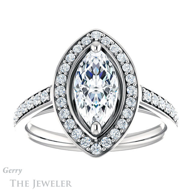 Marquise Cut Forever Brilliant Moissanite Engagement Ring #GTJ1192-marquise-fb-w