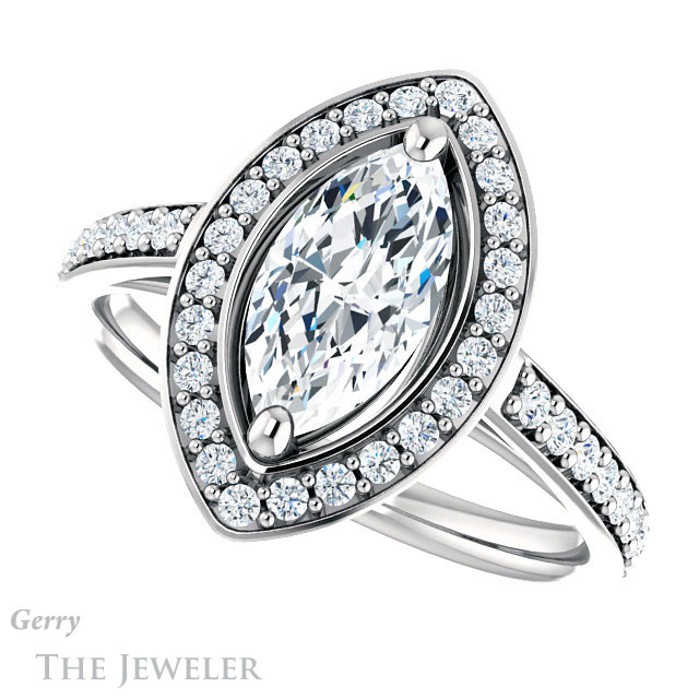 Marquise Cut Forever Brilliant Moissanite Engagement Ring #GTJ1192-marquise-fb-w