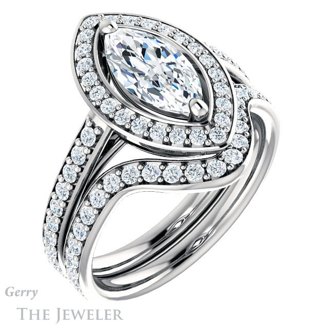Marquise Cut Forever Brilliant Moissanite Engagement Ring #GTJ1192-marquise-fb-w