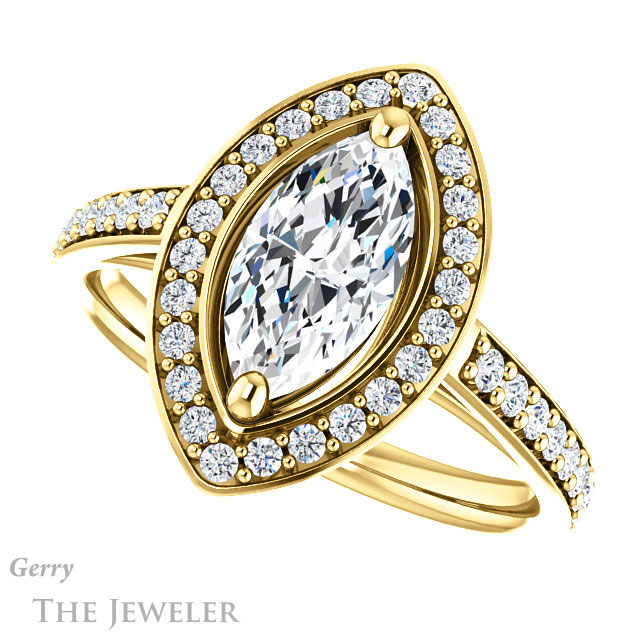 Marquise Cut Forever Brilliant Moissanite Engagement Ring #GTJ1192-marquise-fb-y