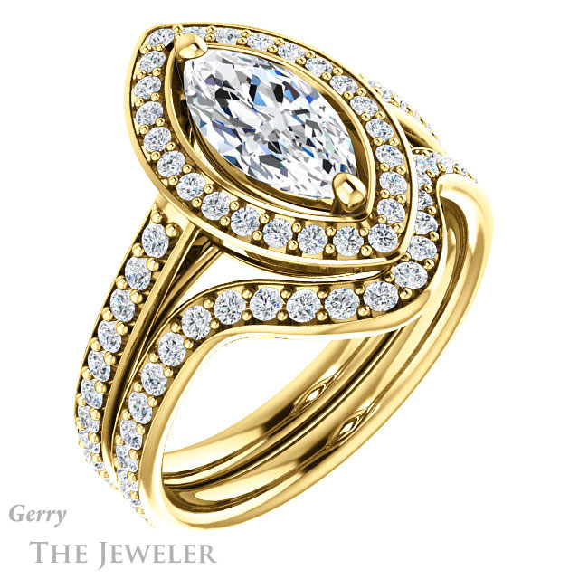 Marquise Cut Forever Brilliant Moissanite Engagement Ring #GTJ1192-marquise-fb-y
