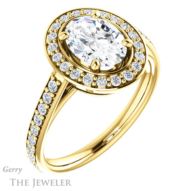 Oval Shaped Forever One Moissanite Engagement Ring #GTJ1192-oval-fo-y