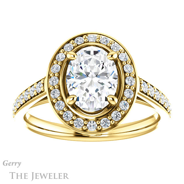 Oval Shaped Forever One Moissanite Engagement Ring #GTJ1192-oval-fo-y