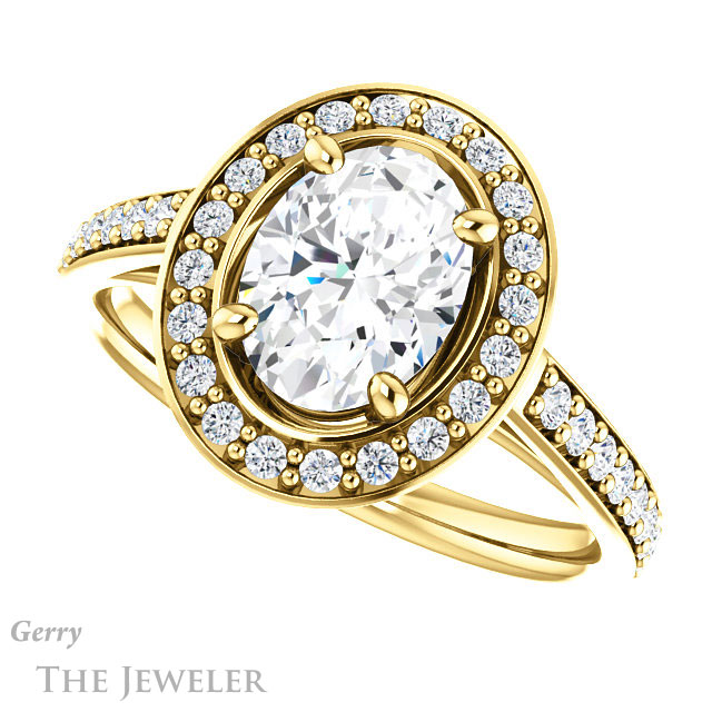 Oval Shaped Forever One Moissanite Engagement Ring #GTJ1192-oval-fo-y