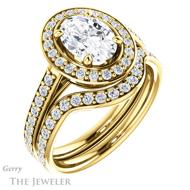 Oval Shaped Forever One Moissanite Engagement Ring #GTJ1192-oval-fo-y