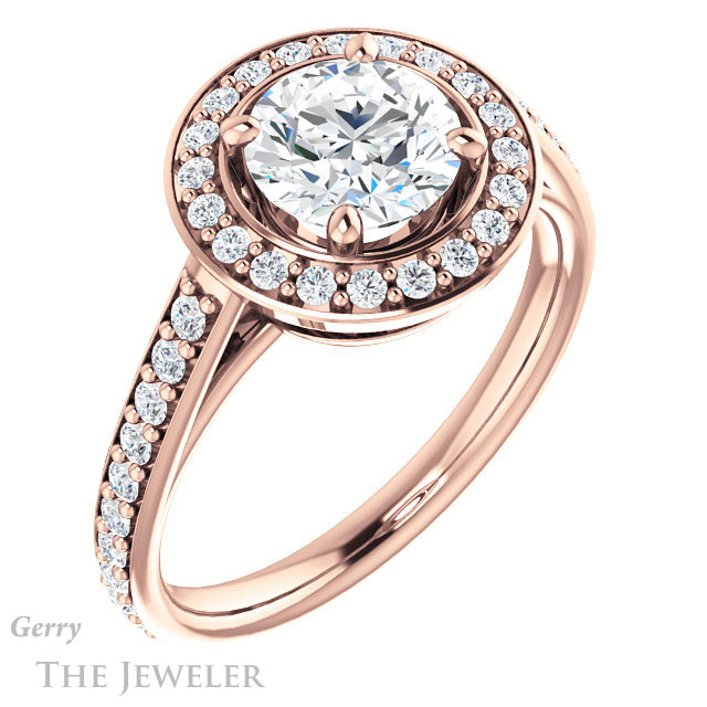 Round Cut Forever One Moissanite Engagement Ring #GTJ1192-round-fo-r