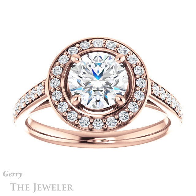 Round Cut Forever One Moissanite Engagement Ring #GTJ1192-round-fo-r