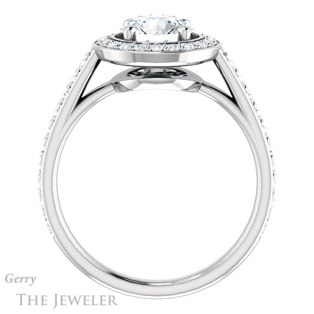 Round Cut Forever One Moissanite Engagement Ring #GTJ1192-round-fo-w