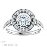 Round Cut Forever One Moissanite Engagement Ring #GTJ1192-round-fo-w