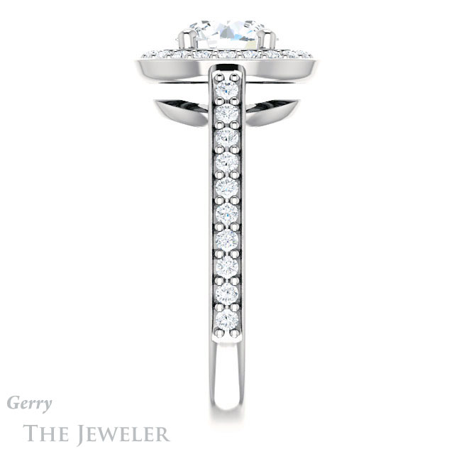 Round Cut Forever One Moissanite Engagement Ring #GTJ1192-round-fo-w