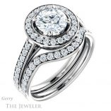 Round Cut Forever One Moissanite Engagement Ring #GTJ1192-round-fo-w