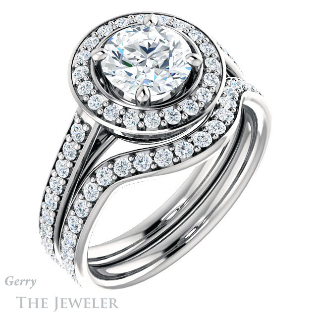 Round Cut Forever One Moissanite Engagement Ring #GTJ1192-round-fo-w