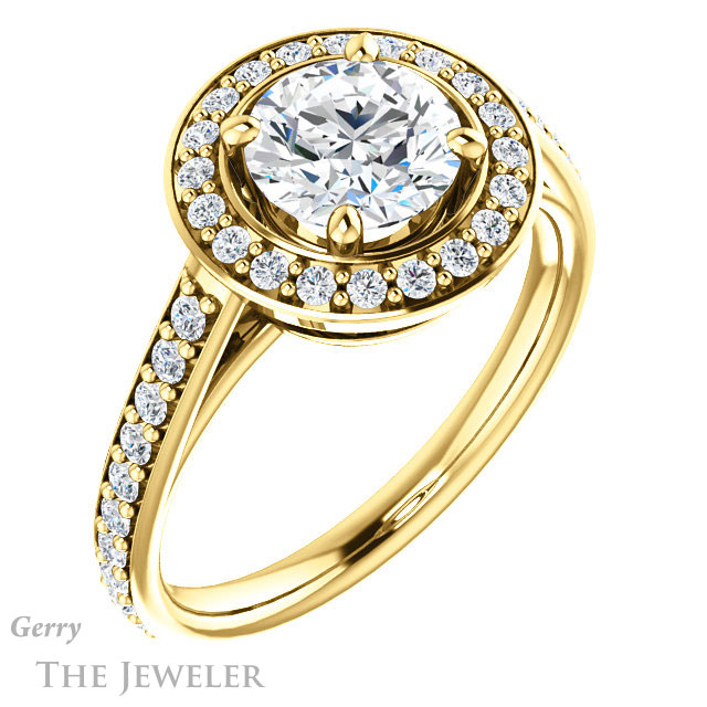 Round Cut Forever One Moissanite Engagement Ring #GTJ1192-round-fo-y