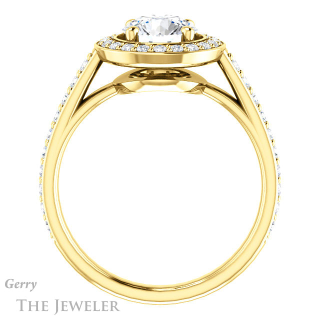 Round Cut Forever One Moissanite Engagement Ring #GTJ1192-round-fo-y
