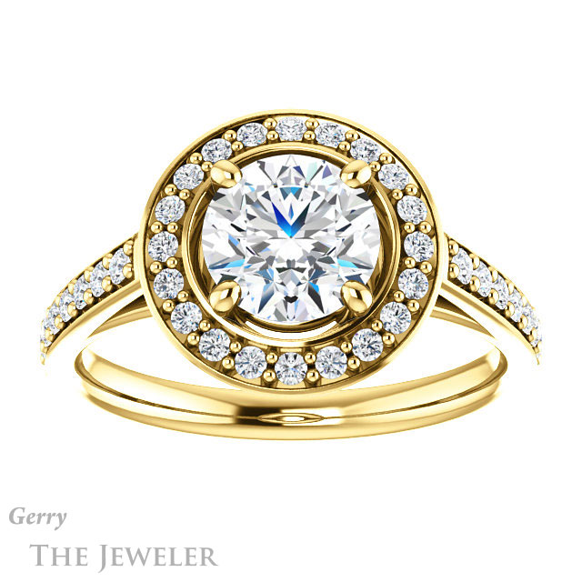 Round Cut Forever One Moissanite Engagement Ring #GTJ1192-round-fo-y