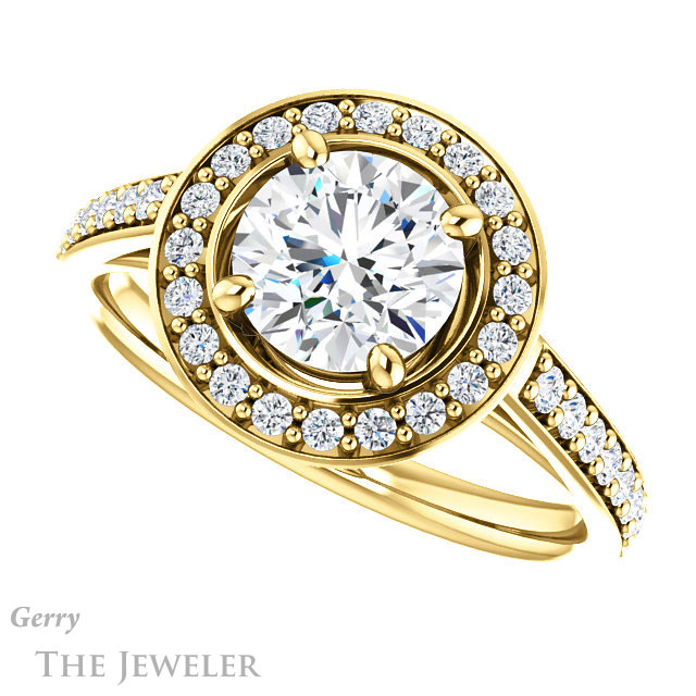Round Cut Forever One Moissanite Engagement Ring #GTJ1192-round-fo-y