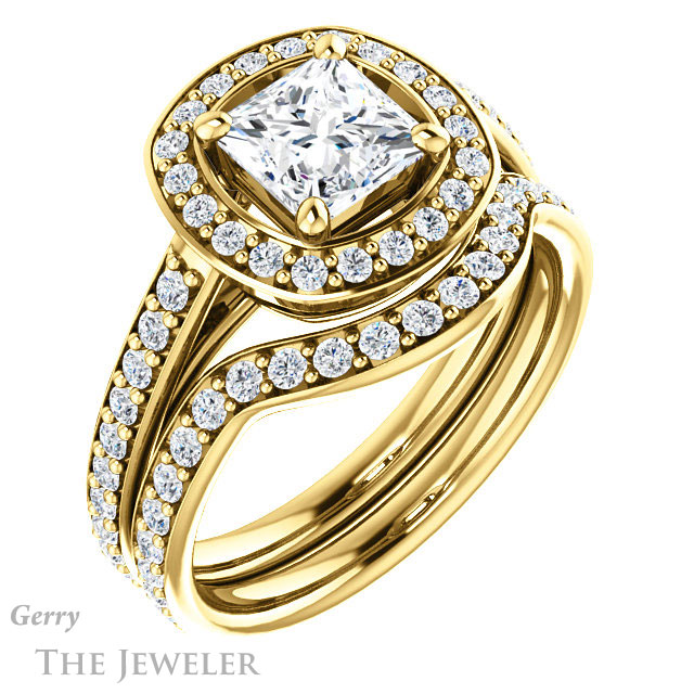 Princess Cut Forever One Moissanite Engagement Ring #GTJ1192-square-fo-y