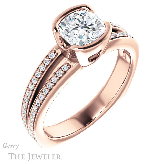 Cushion Cut Forever One Moissanite Engagement Ring #GTJ1193-cushion-fo-r