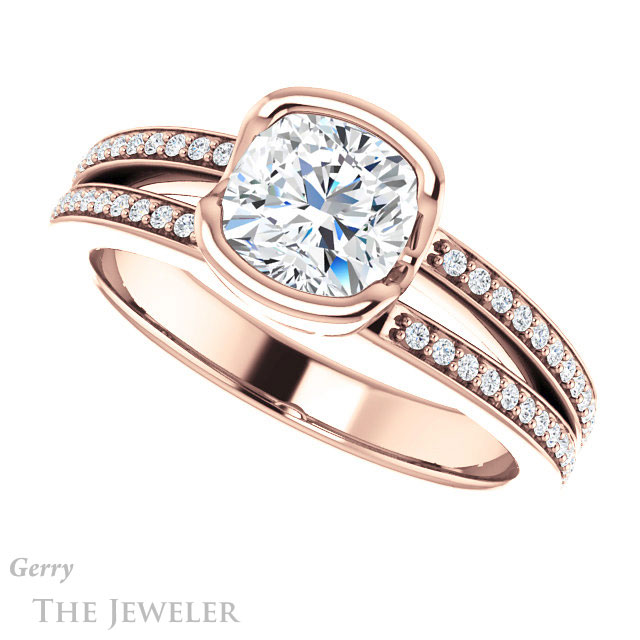 Cushion Cut Forever One Moissanite Engagement Ring #GTJ1193-cushion-fo-r