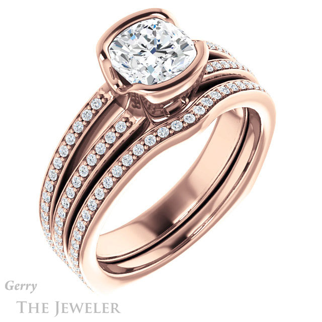 Cushion Cut Forever One Moissanite Engagement Ring #GTJ1193-cushion-fo-r