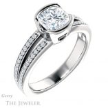 Cushion Cut Forever One Moissanite Engagement Ring #GTJ1193-cushion-fo-w 4 Cushion Cut Forever One Moissanite Engagement Ring #GTJ1193-cushion-fo-w