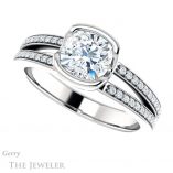 Cushion Cut Forever One Moissanite Engagement Ring #GTJ1193-cushion-fo-w 5 Cushion Cut Forever One Moissanite Engagement Ring #GTJ1193-cushion-fo-w