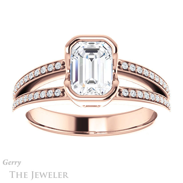 Emerald Cut Forever Brilliant Moissanite Engagement Ring #GTJ1193-emerald-fb-r