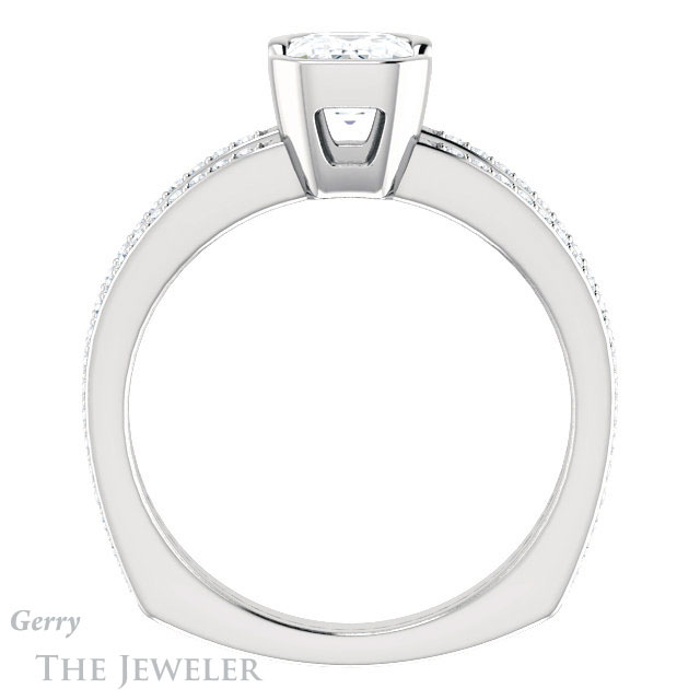Emerald Cut Forever Brilliant Moissanite Engagement Ring #GTJ1193-emerald-fb-w