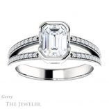 Emerald Cut Forever Brilliant Moissanite Engagement Ring #GTJ1193-emerald-fb-w