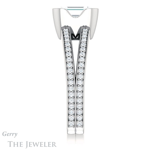 Emerald Cut Forever Brilliant Moissanite Engagement Ring #GTJ1193-emerald-fb-w