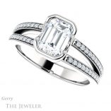 Emerald Cut Forever Brilliant Moissanite Engagement Ring #GTJ1193-emerald-fb-w