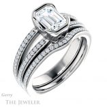 Emerald Cut Forever Brilliant Moissanite Engagement Ring #GTJ1193-emerald-fb-w