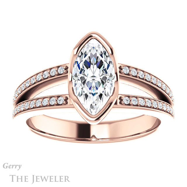 Marquise Cut Forever Brilliant Moissanite Engagement Ring #GTJ1193-marquise-fb-r