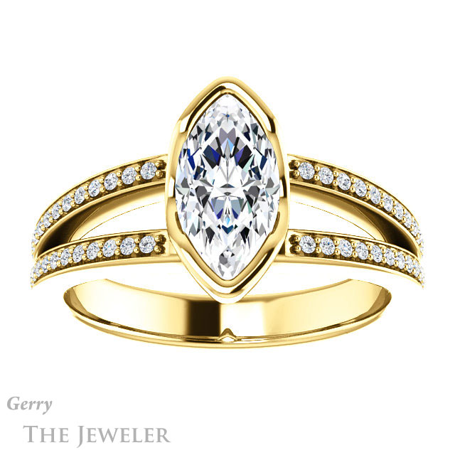 Marquise Cut Forever Brilliant Moissanite Engagement Ring #GTJ1193-marquise-fb-y