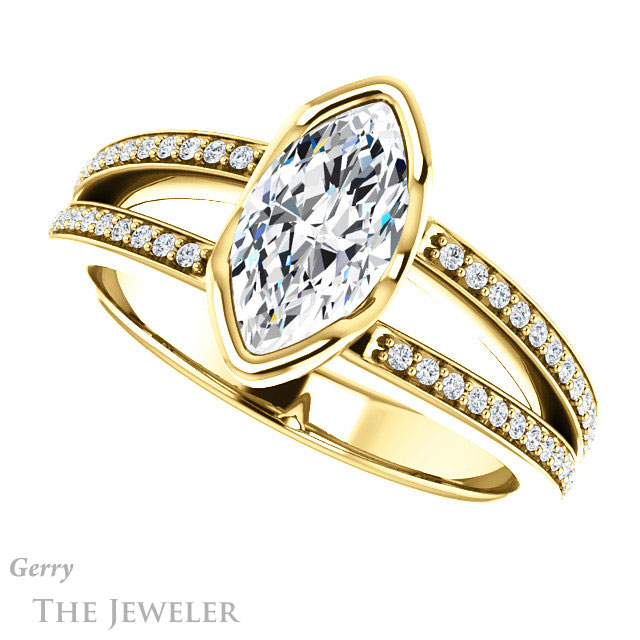 Marquise Cut Forever Brilliant Moissanite Engagement Ring #GTJ1193-marquise-fb-y
