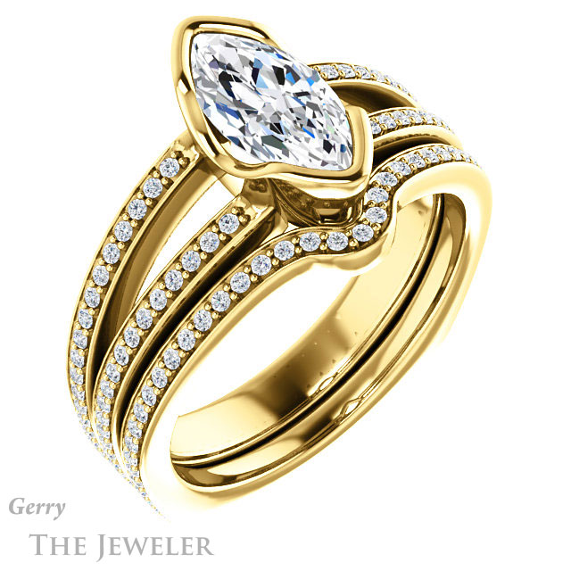 Marquise Cut Forever Brilliant Moissanite Engagement Ring #GTJ1193-marquise-fb-y