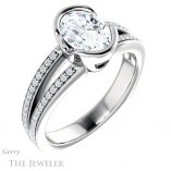Oval Shaped Forever One Moissanite Engagement Ring #GTJ1193-oval-fo-w 4 Oval Shaped Forever One Moissanite Engagement Ring #GTJ1193-oval-fo-w