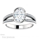 Oval Shaped Forever One Moissanite Engagement Ring #GTJ1193-oval-fo-w 1 Oval Shaped Forever One Moissanite Engagement Ring #GTJ1193-oval-fo-w