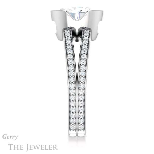 Oval Shaped Forever One Moissanite Engagement Ring #GTJ1193-oval-fo-w 3 Oval Shaped Forever One Moissanite Engagement Ring #GTJ1193-oval-fo-w