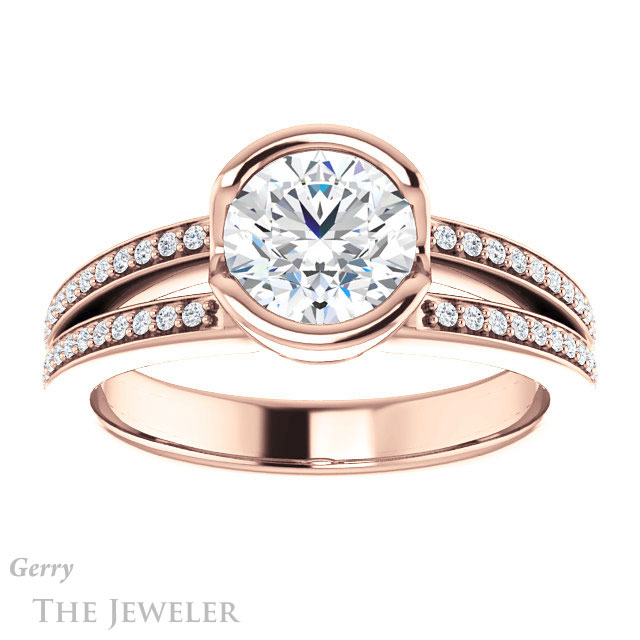 Round Cut Forever One Moissanite Engagement Ring #GTJ1193-round-fo-r