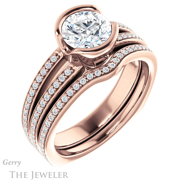 Round Cut Forever One Moissanite Engagement Ring #GTJ1193-round-fo-r