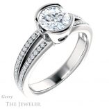 Round Cut Forever One Moissanite Engagement Ring #GTJ1193-round-fo-w 4 Round Cut Forever One Moissanite Engagement Ring #GTJ1193-round-fo-w