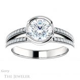 Round Cut Forever One Moissanite Engagement Ring #GTJ1193-round-fo-w 1 Round Cut Forever One Moissanite Engagement Ring #GTJ1193-round-fo-w