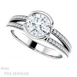 Round Cut Forever One Moissanite Engagement Ring #GTJ1193-round-fo-w 5 Round Cut Forever One Moissanite Engagement Ring #GTJ1193-round-fo-w