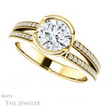 Round Cut Forever One Moissanite Engagement Ring #GTJ1193-round-fo-y