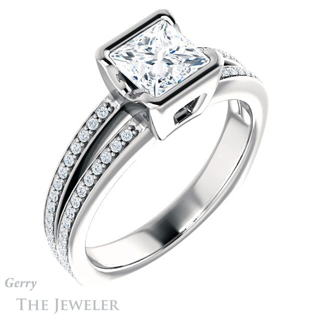 Princess Cut Forever One Moissanite Engagement Ring #GTJ1193-square-fo-w