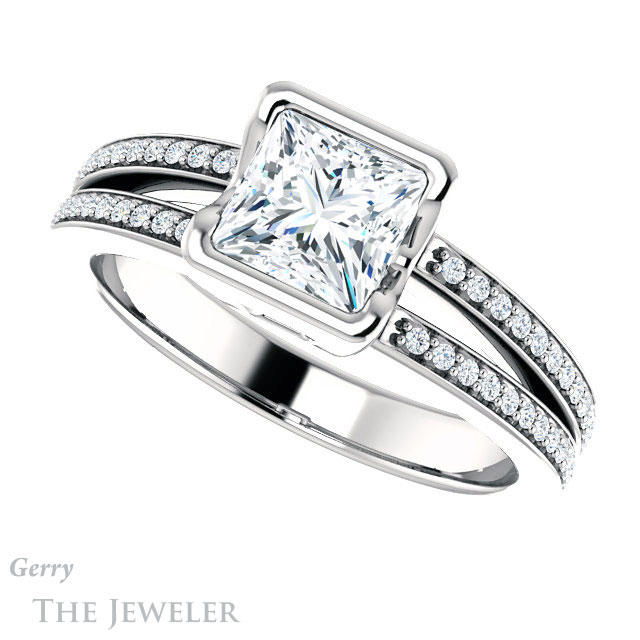 Princess Cut Forever One Moissanite Engagement Ring #GTJ1193-square-fo-w