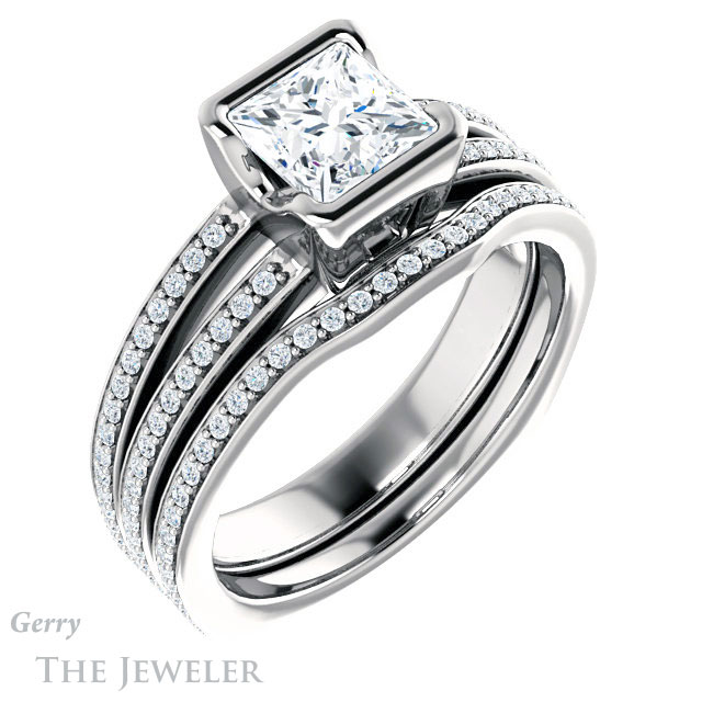 Princess Cut Forever One Moissanite Engagement Ring #GTJ1193-square-fo-w