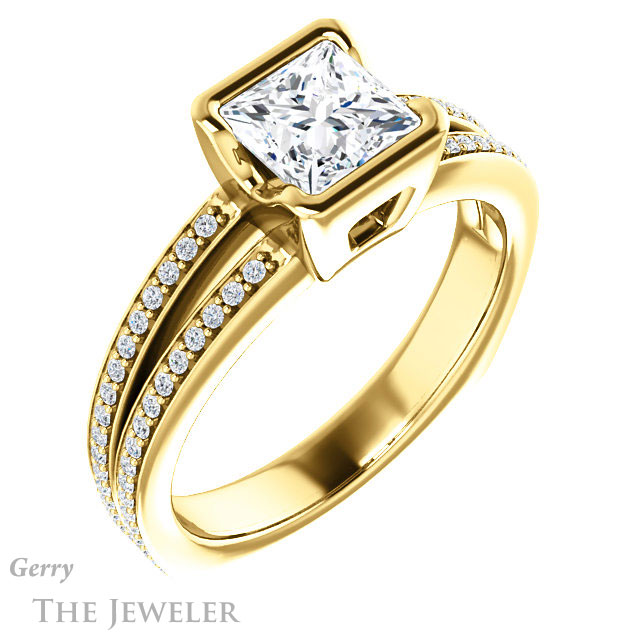 Princess Cut Forever One Moissanite Engagement Ring #GTJ1193-square-fo-y